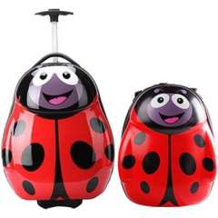 China Luggage Factory Supply 2pcs Children Cartoon Trolley Bag Set Ladybug Kids Travel Luggage